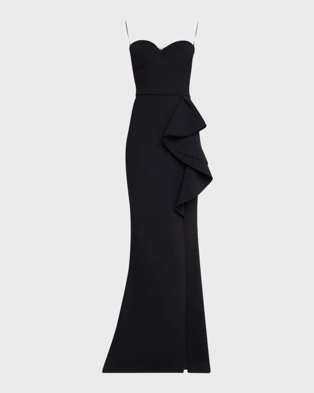 Strapless Ruffle Column Gown